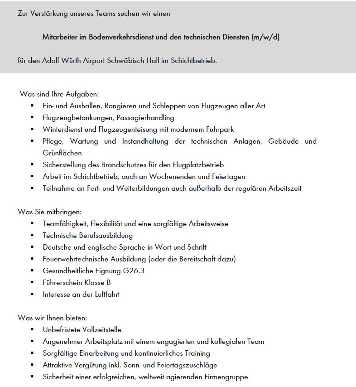 Stellenausschreibung